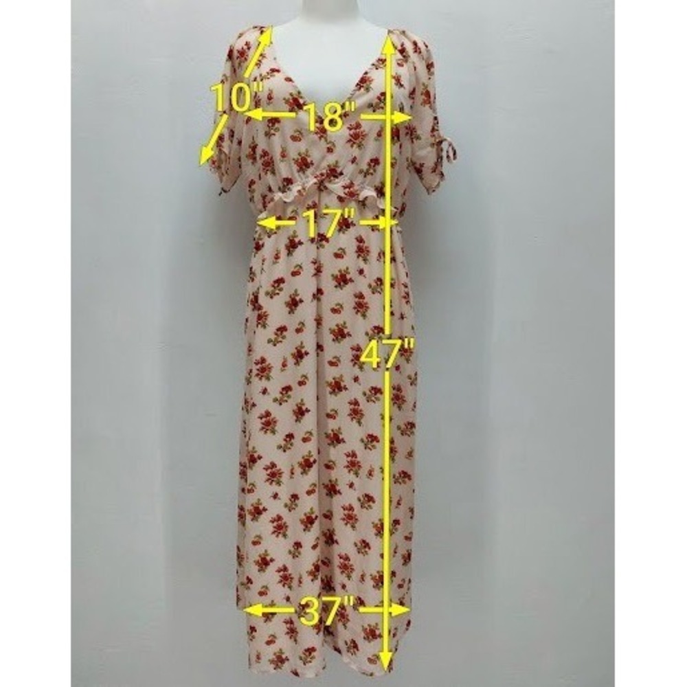 Madewell Floral Midi Dress Women's Size 12 Pink Tie Ruffle V-Neck Cottagecore - Picture 11 of 11